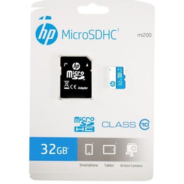 کارت حافظه‌ microSDHC اچ پی  مدل mi200  کلاس 10 استاندارد UHS-I U1 سرعت 65MBps ظرفیت 32 گیگابایت به همراه آداپتور SD