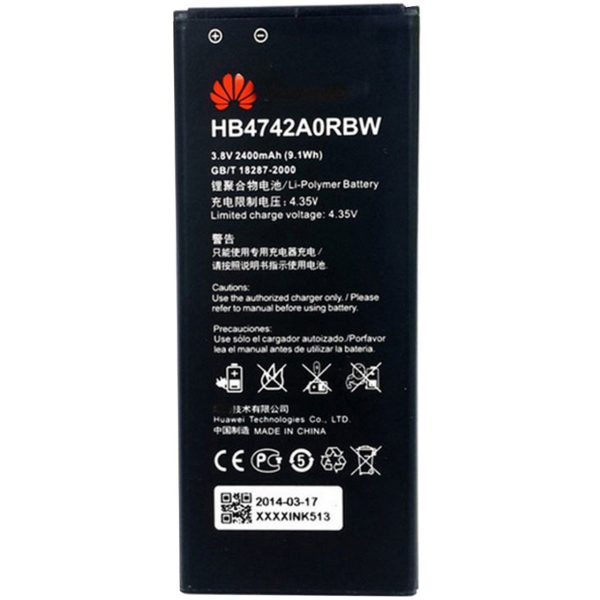 باتری موبایلمدل HB4742A0RBW با ظرفیت 2400 mAh مناسب برای گوشی موبایل هواوی 3C