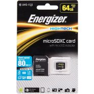 کارت حافظه microSDXC انرجایزر مدل Hightech کلاس 10 استاندارد UHS-I U1 سرعت 80MBps همراه با آداپتور SD ظرفیت 64 گیگابایت
